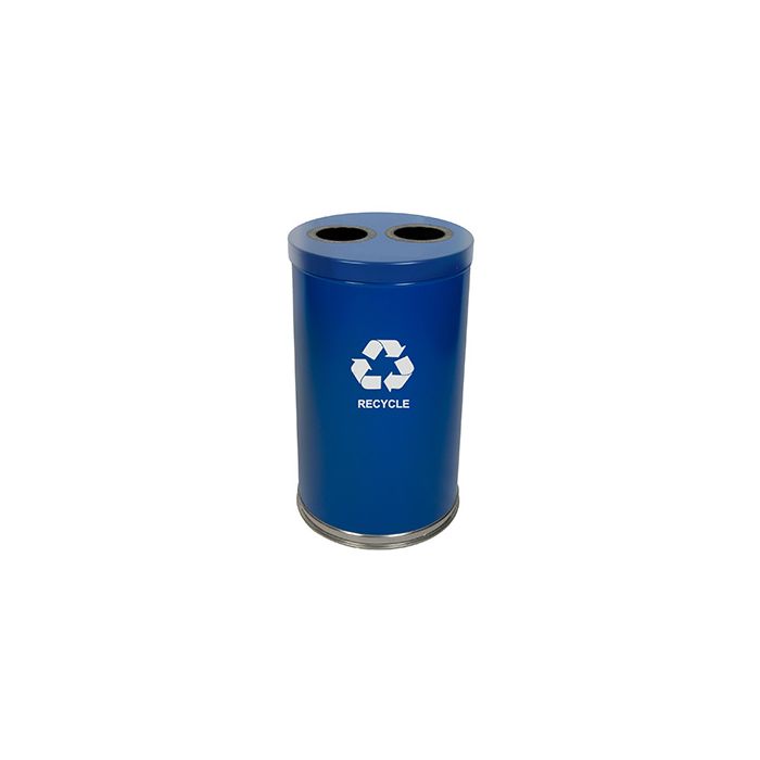 Witt Industries 18RTBL-2H Two Stream Recycling Container - 36 Gallon Capacity - 18" Dia. x 33" H- Blue in Color