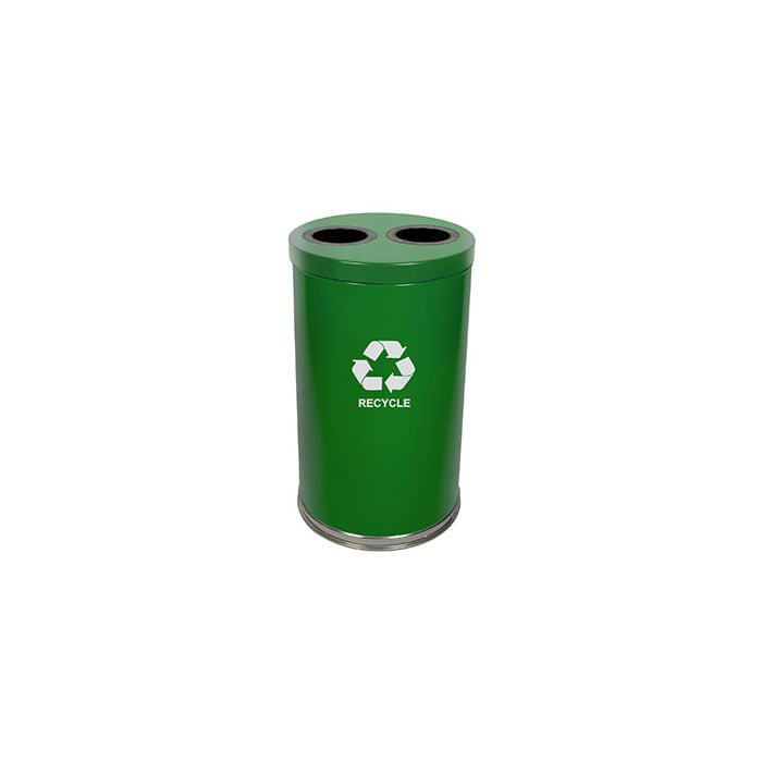 Witt Industries 18RTGN-2H Two Stream Recycling Container - 36 Gallon Capacity - 18" Dia. x 33" H- Green in Color