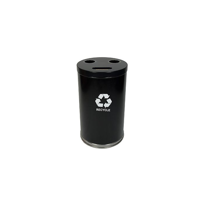 Witt Industries 18RTBK Three Opening Recycling Container - 33 Gallon Capacity - 18" Dia. x 33" H- Black in Color