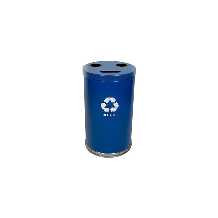 Witt Industries 18RTBL Three Opening Recycling Container - 33 Gallon Capacity - 18" Dia. x 33" H- Blue in Color