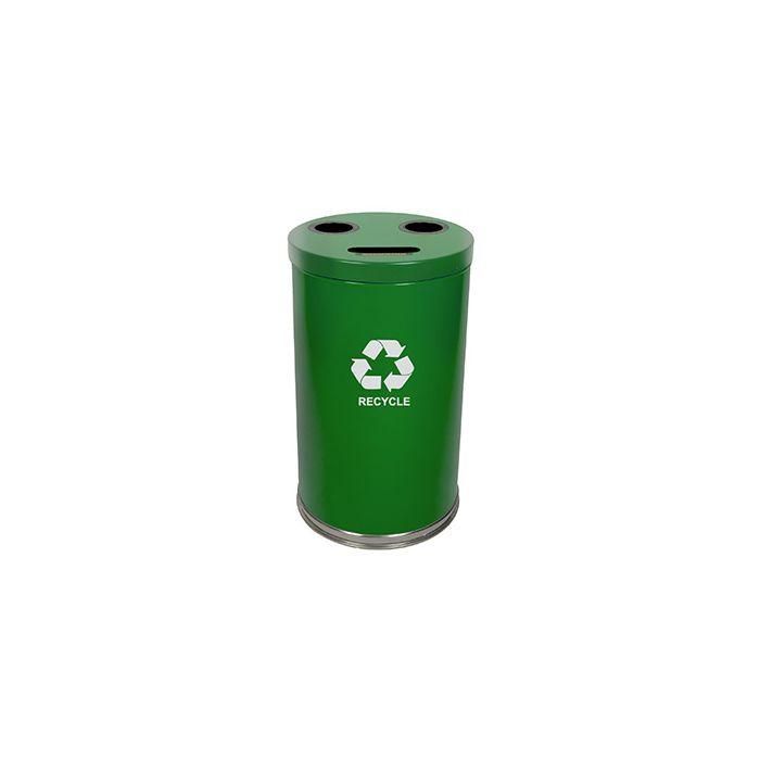 Witt Industries 18RTGN Three Opening Recycling Container - 33 Gallon Capacity - 18" Dia. x 33" H- Green in Color