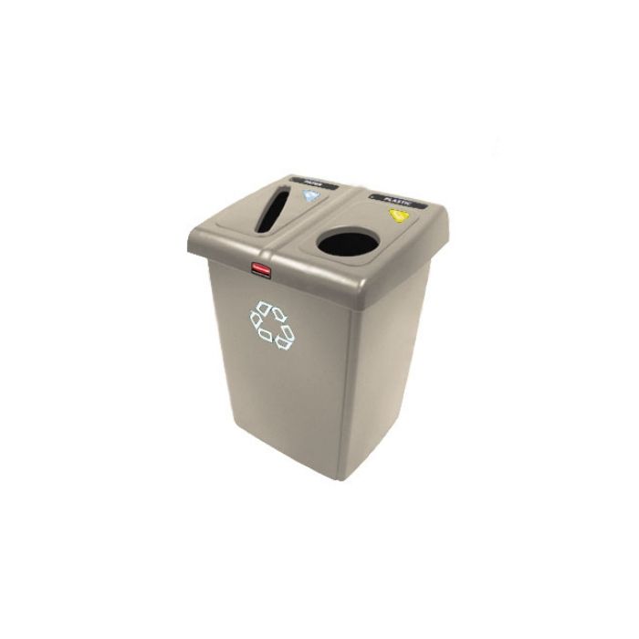 Rubbermaid FG256T06BEIG Two Stream Glutton Recycling Station - 46 Gallon Capacity - Beige in Color