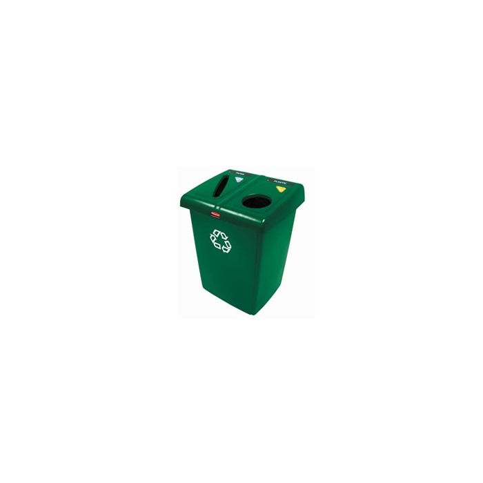 Rubbermaid FG256T06DGRN Two Stream Glutton Recycling Station - 46 Gallon Capacity - Dark Green in Color