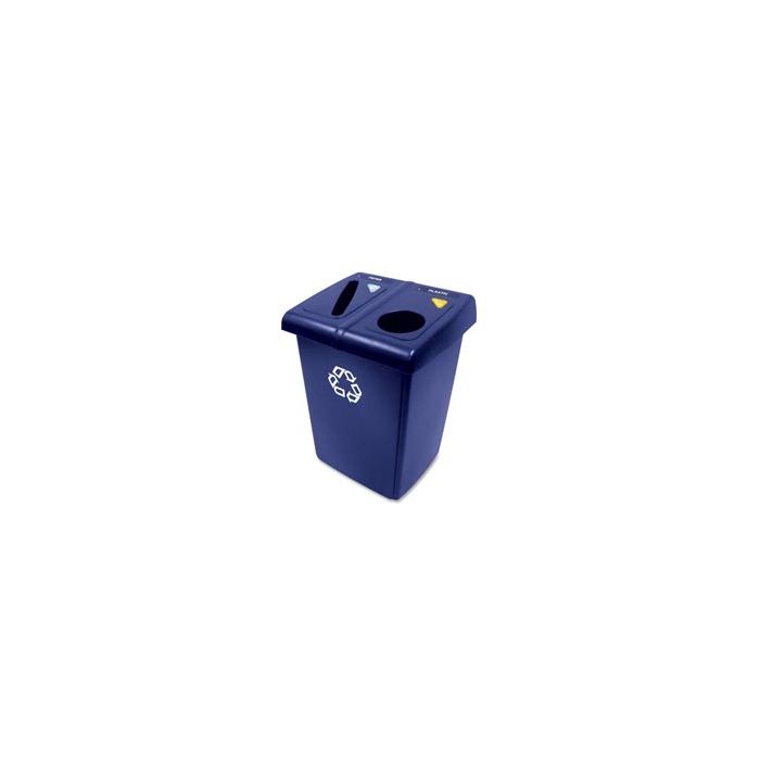 Rubbermaid FG256T73BLUE Two Stream Glutton Recycling Station - 46 Gallon Capacity - Dark Blue in Color