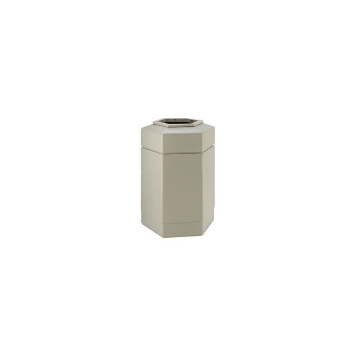 Hexagon Trash Can - 30-Gallon Capacity - 29" H x 20" W x 17 1/4" D - Beige