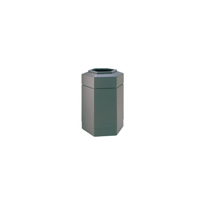 Hexagon Trash Can - 30-Gallon Capacity - 29" H x 20" W x 17 1/4" D - Gray