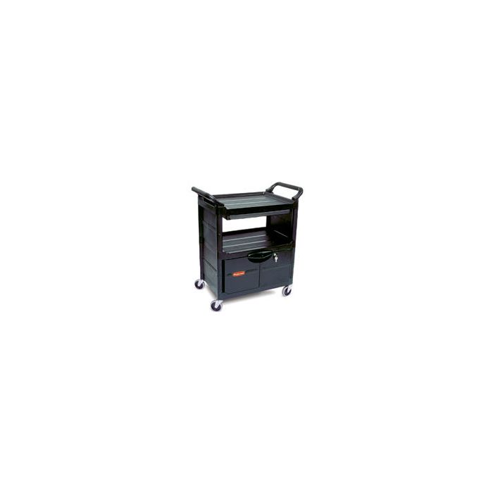 Rubbermaid 3457 Utility Cart with Lockable Doors, Sliding Drawer and 4" dia Swivel Casters - 33.63" L x 18.63" W x 37.75" H - 200 lb capacity