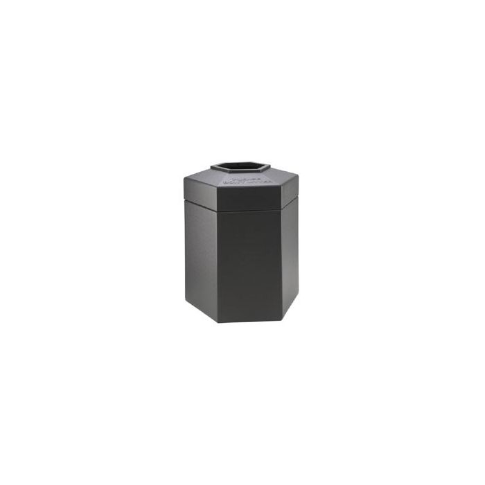 Hexagon Trash Can - 45 Gallon Capacity - 22" D x 25 1/2" W x 31" H - Charcoal Gray