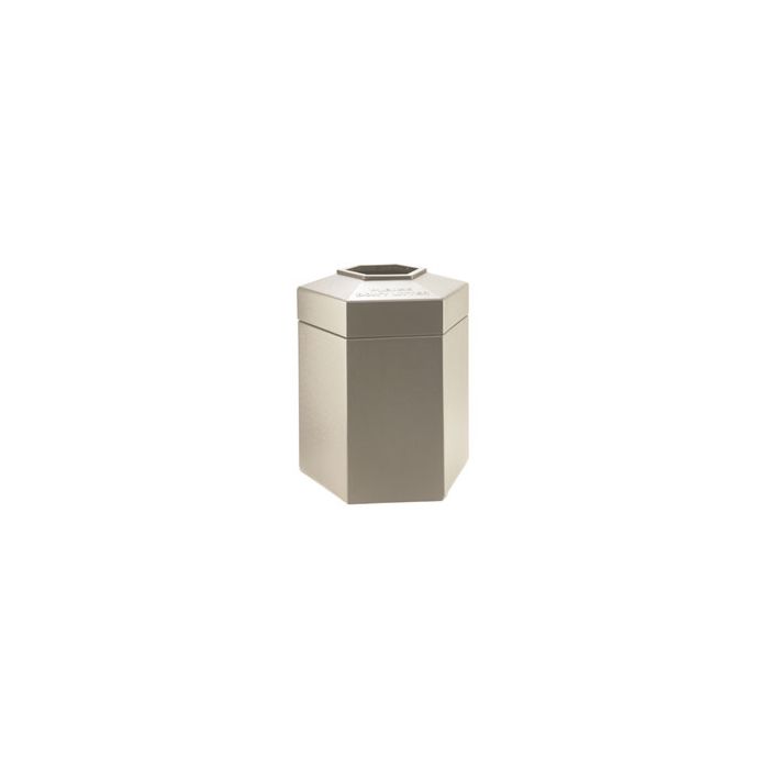 Hexagon Trash Can - 45 Gallon Capacity - 22" D x 25 1/2" W x 31" H - Beige