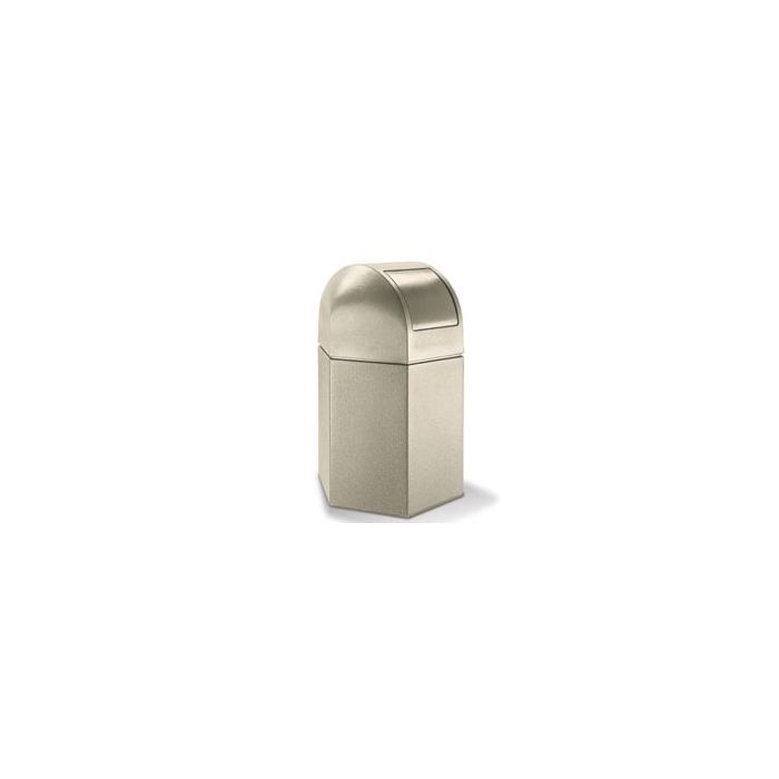 Hex Dome Lid Trash Can - 45 Gallon Capacity - 41 1/2" H x 25" W x 22" D - Sand Granite Beige