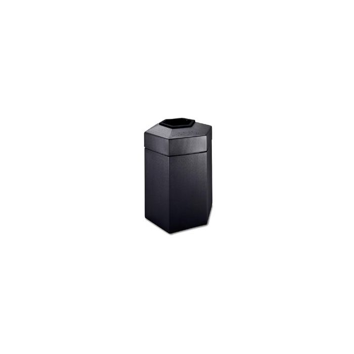 Hexagon Trash Can - 45 Gallon Capacity - 22" D x 25 1/2" W x 31" H - Black