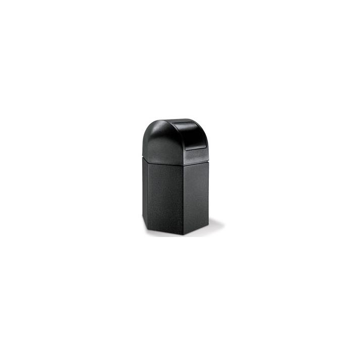 Hex Dome Lid Trash Can - 45 Gallon Capacity - 41 1/2" H x 25" W x 22" D - Black