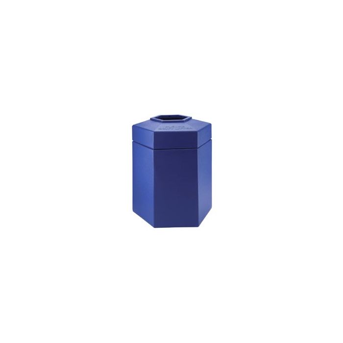 Hexagon Trash Can - 45 Gallon Capacity - 22" D x 25 1/2" W x 31" H - Blue