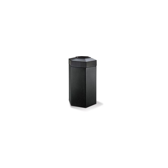 Hexagon Trash Can - 50 Gallon Capacity - 42" H x 25" W x 22" D - Black