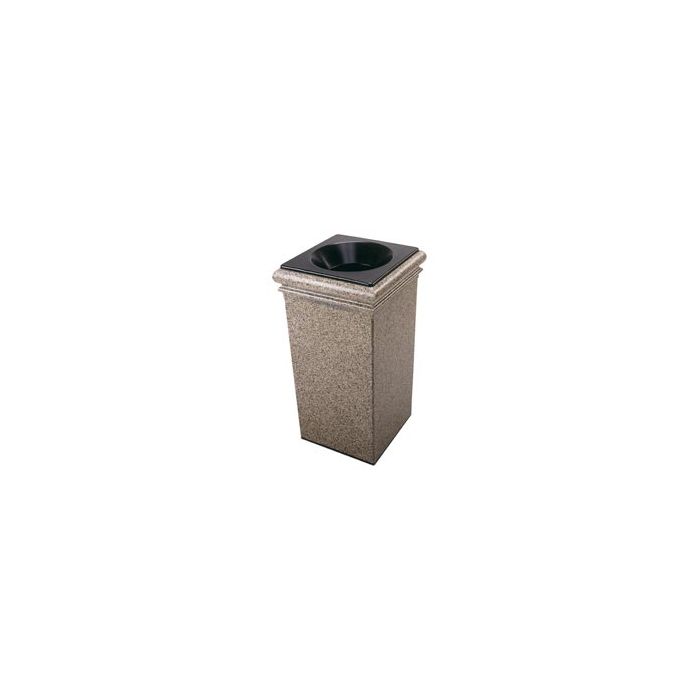 StoneTec Fiberglass Reinforced Polymer Concrete Trash Can - 30 Gallon Capacity - Riverstone