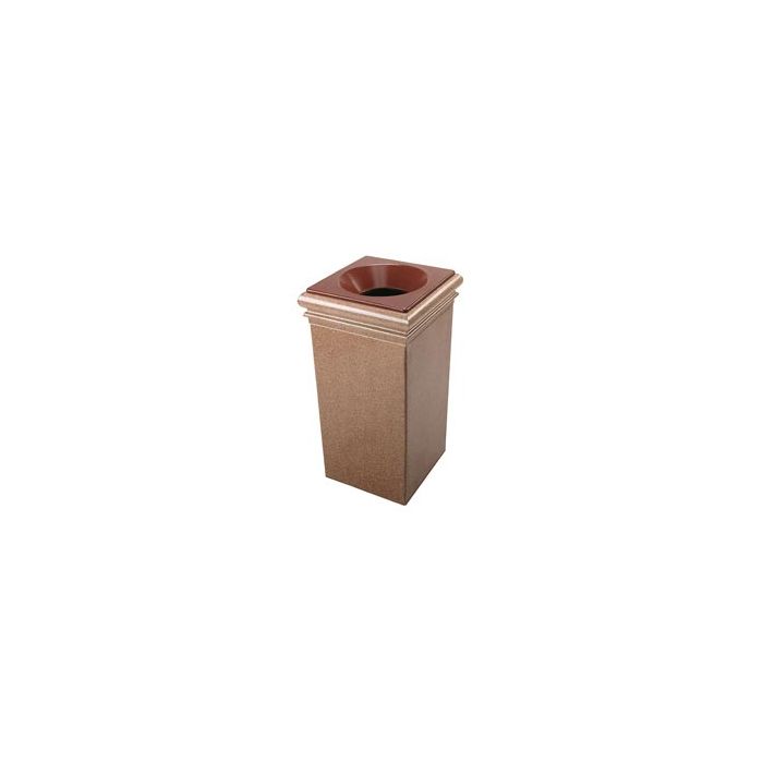 StoneTec Fiberglass Reinforced Polymer Concrete Trash Can - 30 Gallon Capacity - Sedona