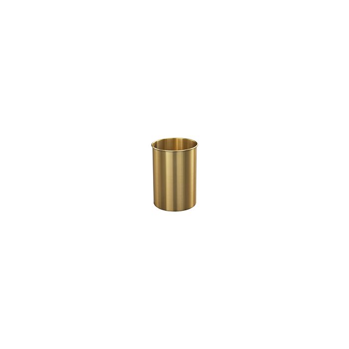 Glaro 65BE Atlantis "All-Weather" Collection Wastebasket - 4 Gallon Capacity - 9" Dia. x 14" H - Satin Brass