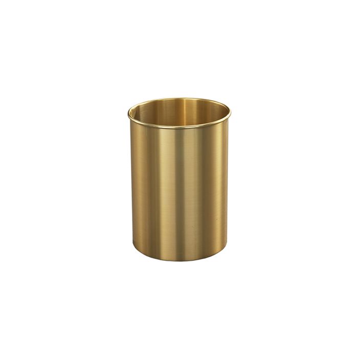 Glaro 65BE Atlantis "All-Weather" Collection Wastebasket - 4 Gallon Capacity - 9" Dia. x 14" H - Satin Brass