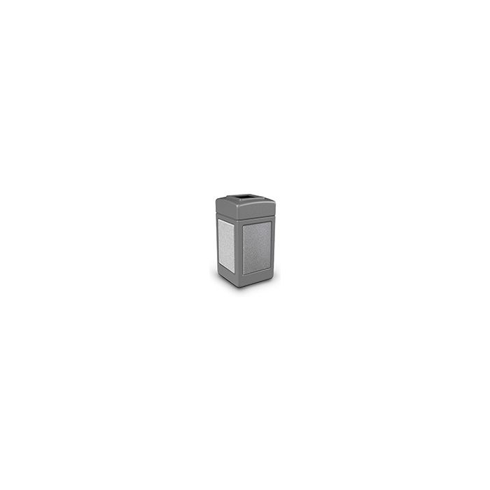 Commercial Zone 720311 StoneTec Aggregate Trash Can with Open Top - 42 Gallon Capacity - Gray with Ashtone Panels