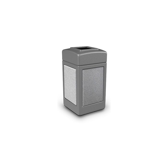 Commercial Zone 720311 StoneTec Aggregate Trash Can with Open Top - 42 Gallon Capacity - Gray with Ashtone Panels