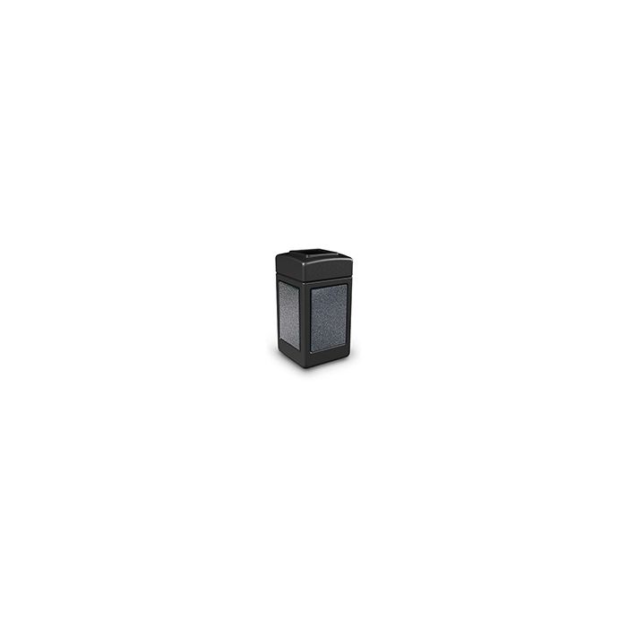 Commercial Zone 720313 StoneTec Aggregate Trash Can with Open Top - 42 Gallon Capacity - Black with Pepperstone Panels