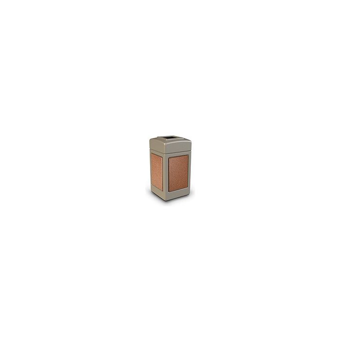 Commercial Zone 720316 StoneTec Aggregate Trash Can with Open Top - 42 Gallon Capacity - Beige with Sedona Panels