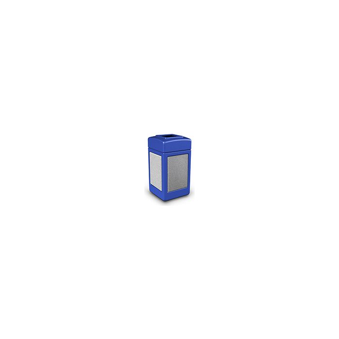 Commercial Zone 720330 StoneTec Aggregate Trash Can with Open Top - 42 Gallon Capacity - Blue with Ashtone Panels