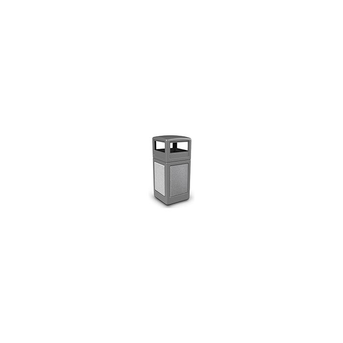 Commercial Zone 72041199 StoneTec Aggregate Trash Can with Dome Lid - 42 Gallon Capacity - Gray with Ashtone Panels