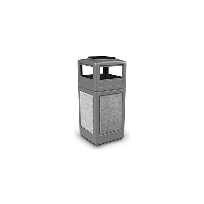 Commercial Zone 72051199 StoneTec Aggregate Trash Can with Ash/Trash Dome Lid - 42 Gallon Capacity - Gray with Ashtone Panels