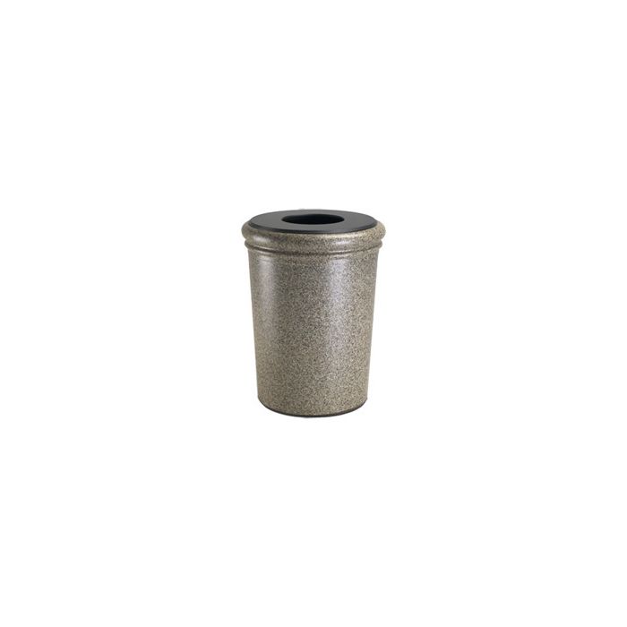 50 Gallon StoneTec Round Concrete Trash Can - 25 1/2" Dia. x 33 1/4" H - Riverstone in Color