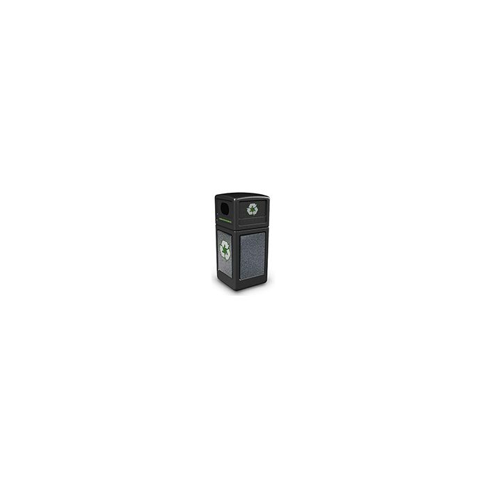 Commercial Zone 72231399 StoneTec Recycle42 Recycling Containers - 42 Gallon Capacity - 18.5" Sq. x 41.75" H - Black with Pepperstone Panels