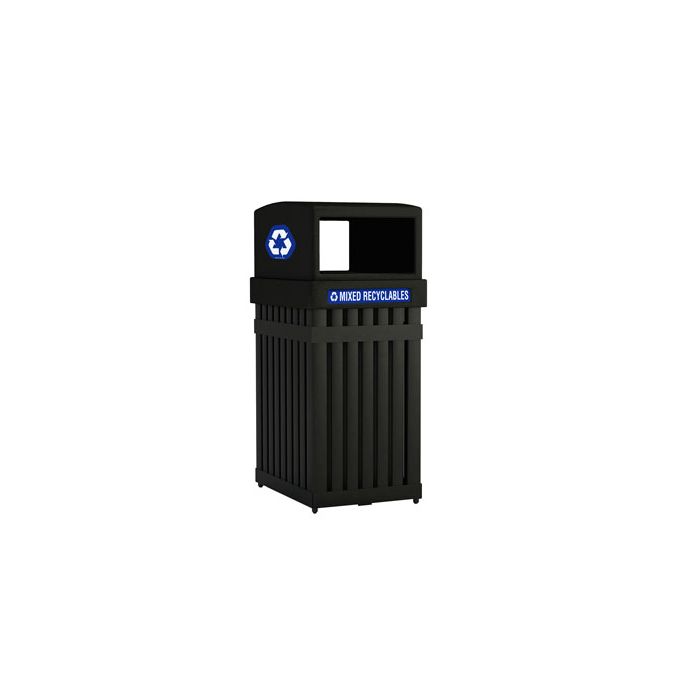 Commercial Zone ArchTec Parkview Recycling Container - 25 Gallon Capacity - 17 1/4" W x 21 3/4" D x 39 1/2" H - Black in Color