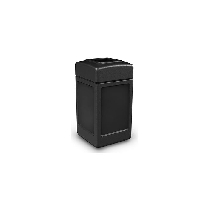 Commercial Zone 732101 Square Open Top Trash Can - 42 Gallon Capacity - 34.5" H x 18.5" Sq. - Black