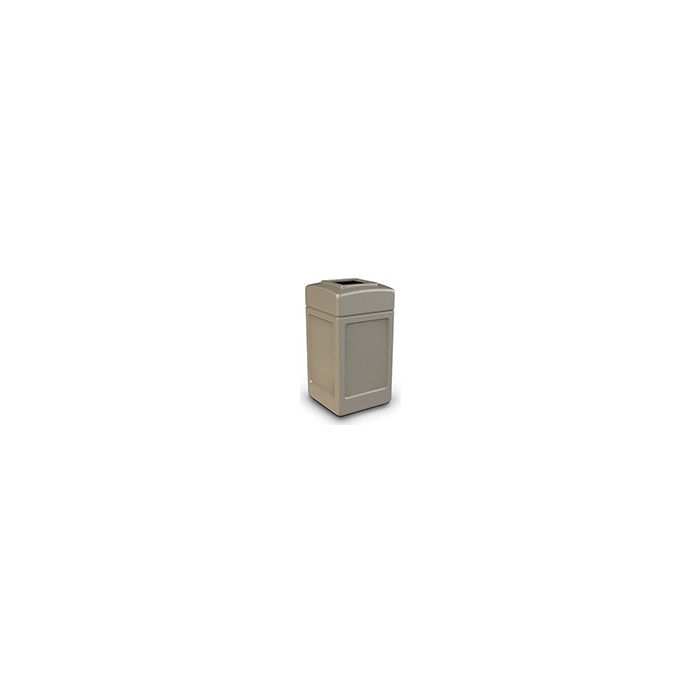 Commercial Zone 732102 Square Open Top Trash Can - 42 Gallon Capacity - 34.5" H x 18.5" Sq. - Beige