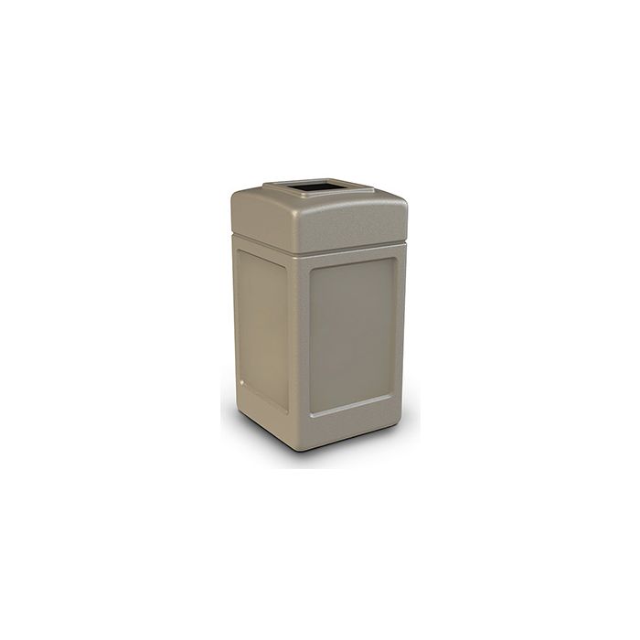 Commercial Zone 732102 Square Open Top Trash Can - 42 Gallon Capacity - 34.5" H x 18.5" Sq. - Beige