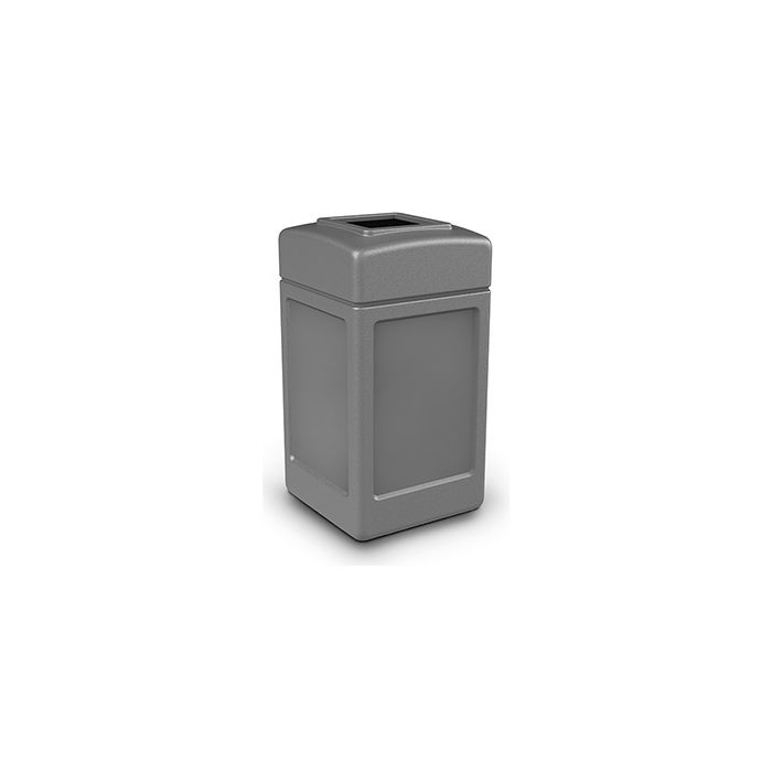 Commercial Zone 732103 Square Open Top Trash Can - 42 Gallon Capacity - 34.5" H x 18.5" Sq. - Gray