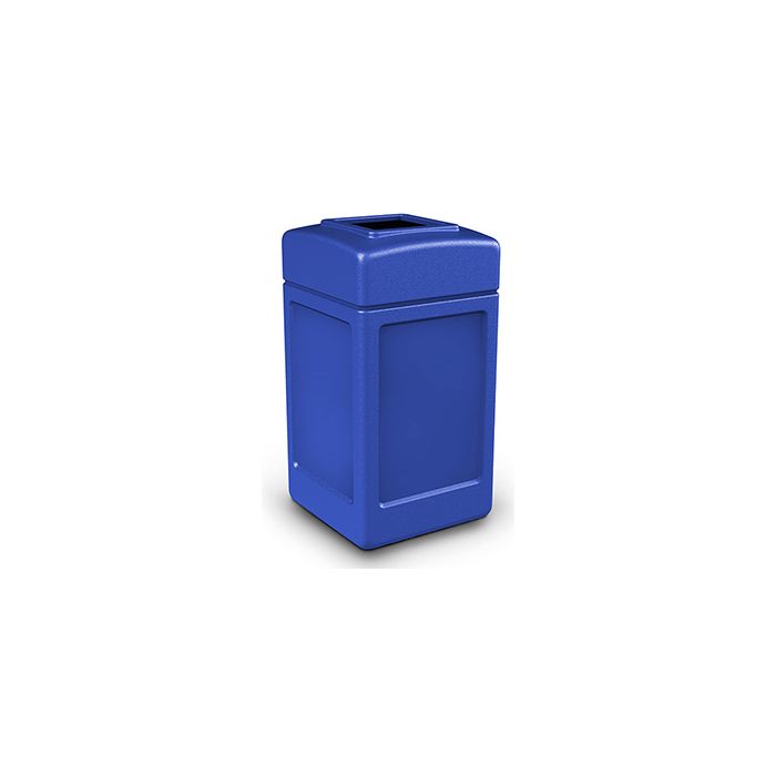 Commercial Zone 732104 Square Open Top Trash Can - 42 Gallon Capacity - 34.5" H x 18.5" Sq. - Blue