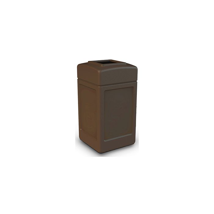 Commercial Zone 732137 Square Open Top Trash Can - 42 Gallon Capacity - 34.5" H x 18.5" Sq. - Brown