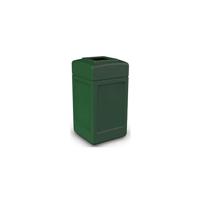 Commercial Zone 732153 Square Open Top Trash Can - 42 Gallon Capacity - 34.5" H x 18.5" Sq. - Forest Green