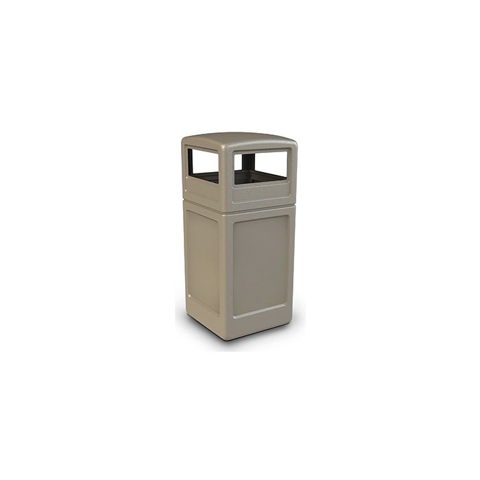 Commercial Zone 73290299 Dome Lid Trash Can - 42 Gallon Capacity - 18.5" Sq. x 41.75" H - Beige