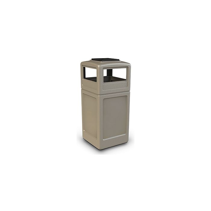 Commercial Zone 73300299 Dome Lid with Ashtray - 42 Gallon Capacity - 18.5" Sq. x 42.25" H - Beige