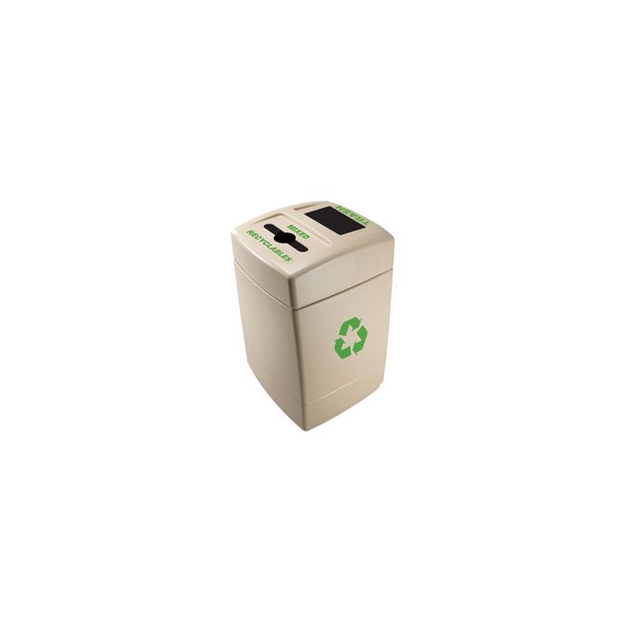 Commercial Zone Recycle55 Mixed Recyclables/Trash Recycling Container - 55 Gallon Capacity - 25" L x 27" W x 41 1/4" H - Dark Pearl with Green Labeling