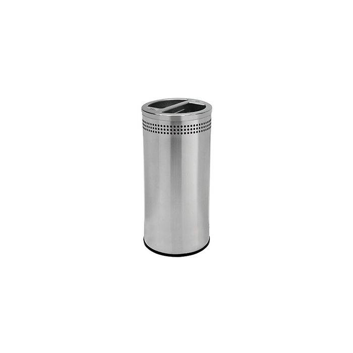 Commercial Zone 745829 Precision Series Imprinted Dual Opening Recycling Receptacle - 25 Gallon Capacity - 13 1/2" Dia. x 31" H - Stainless Steel