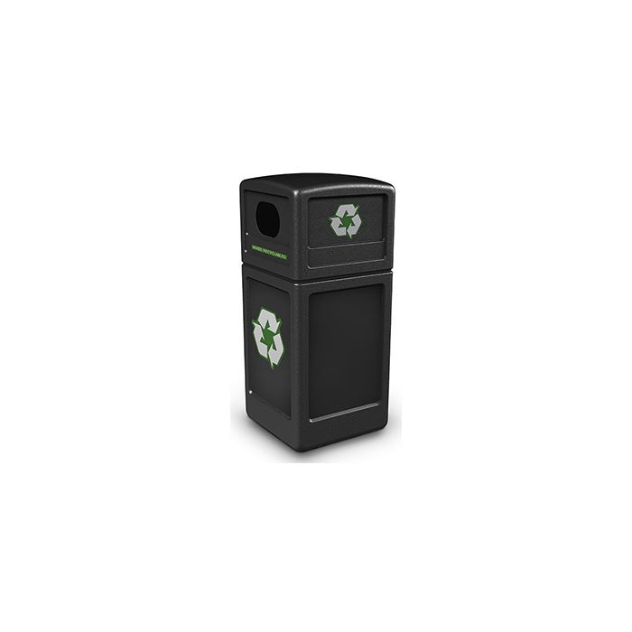 Commercial Zone 74610199 Recycle42 Recycling Container - 42 Gallon Capacity - 18.5" Sq. x 41.75" H - Black in Color