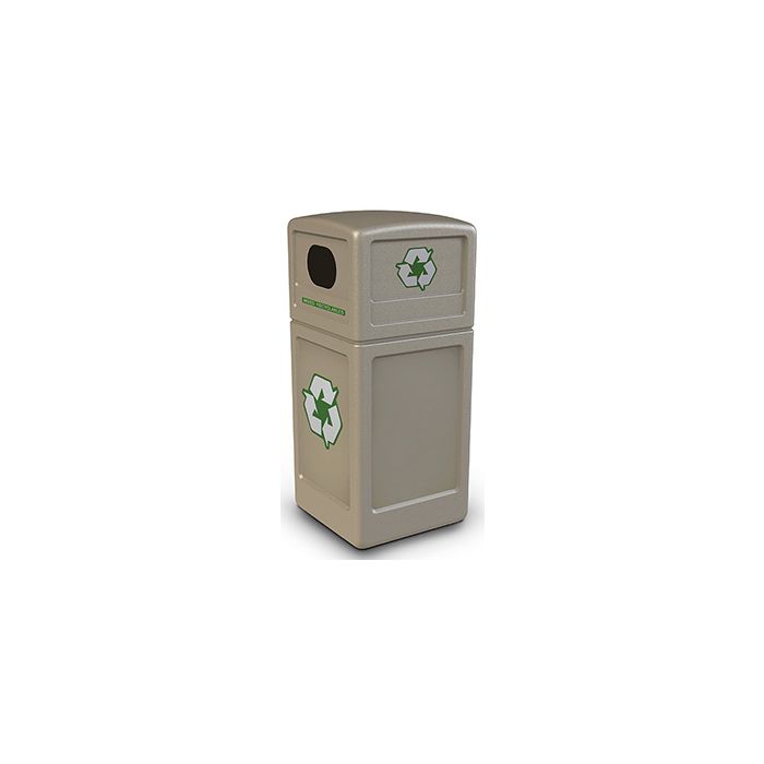 Commercial Zone 74610299 Recycle42 Recycling Container - 42 Gallon Capacity - 18.5" Sq. x 41.75" H - Beige in Color