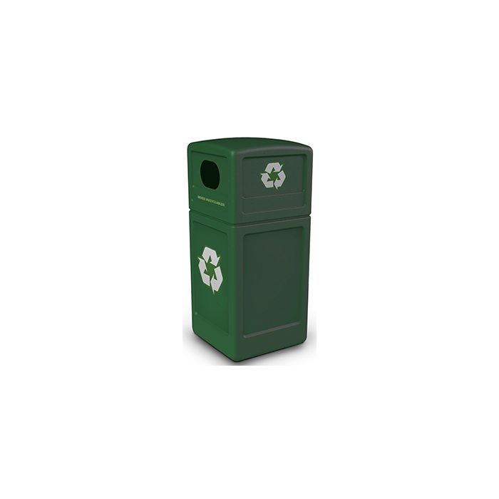 Commercial Zone 74615399 Recycle42 Recycling Container - 42 Gallon Capacity - 18.5" Sq. x 41.75" H - Forest Green in Color