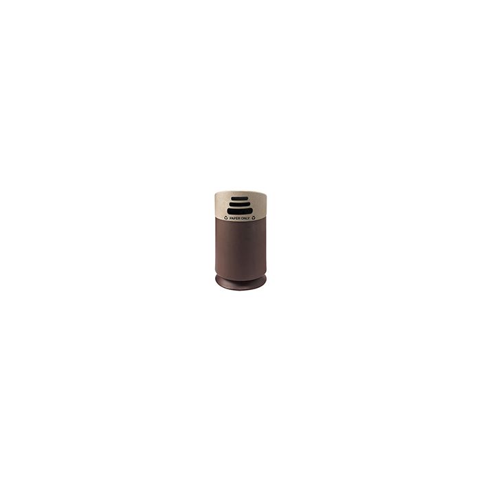 Commercial Zone 7531413999 Galaxy Collection Recycling Receptacle with "Paper Only" Lid - 30 Gallon Capacity - 21 1/2" Dia. x 39 1/2" H - Brown Base with Lunar Sand Top