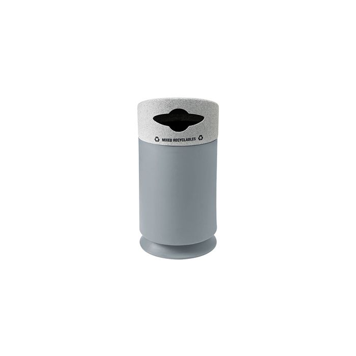 Commercial Zone 7532430399 Galaxy Collection Recycling Receptacle with "Mixed Recyclables" Lid - 35 Gallon Capacity - 21 1/2" Dia. x 42 1/2" H - Gray Base with Comet Gray Top