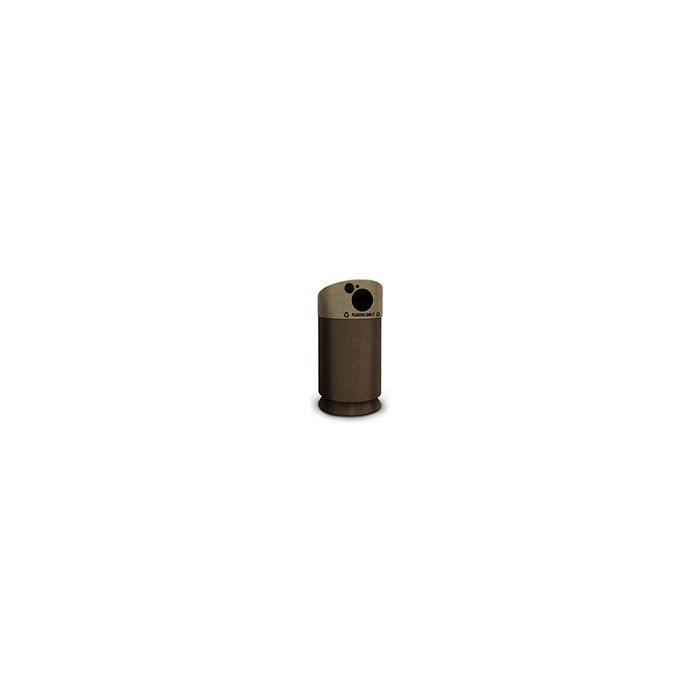 Commercial Zone 7533423999 Galaxy Collection Recycling Receptacle with "Plastic Only" Lid - 40 Gallon Capacity - 21 1/2" Dia. x 45 1/2" H - Brown Base with Lunar Sand Top