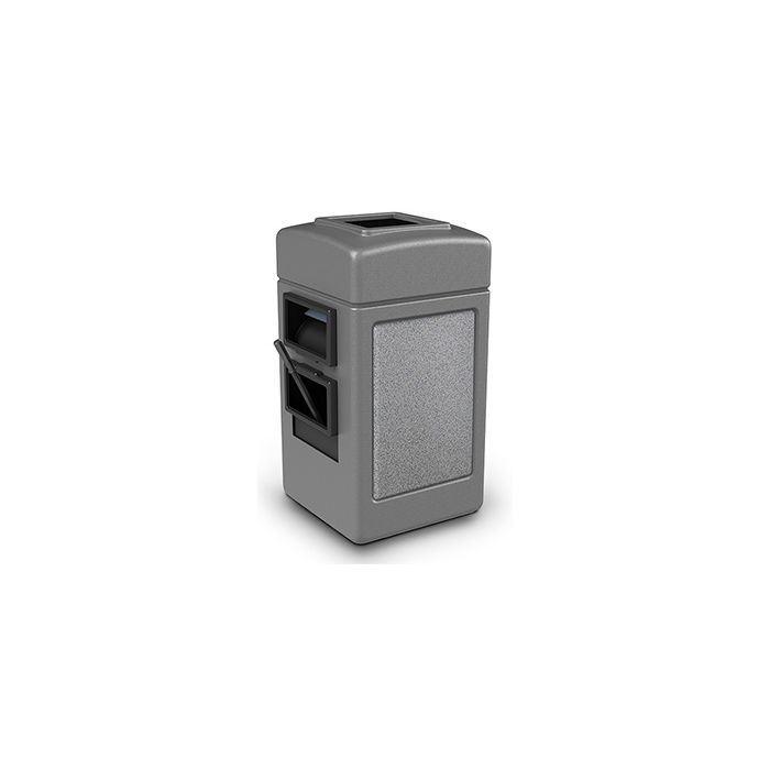 Commercial Zone 755111 - Harbor 1 StoneTec Square Open Top Waste/Windshield Center - 28 Gallon Capacity - 34.5" H x 18.5" W x 19" D - Gray with Ashtone Panels